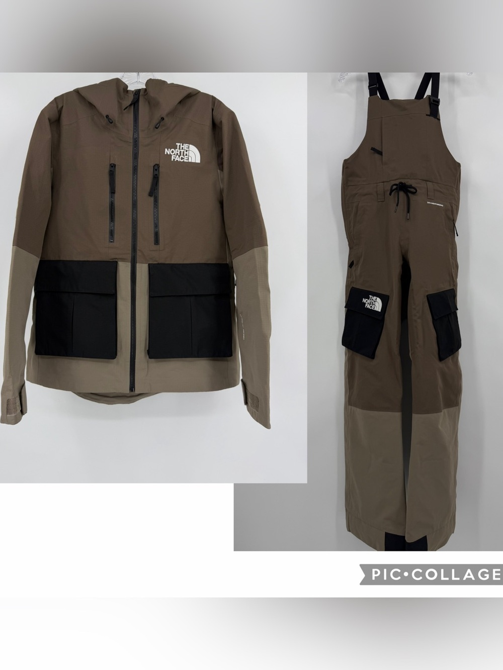 The North Face Dragline Jacket and Bibs Ski Snowboard Black/Smokey Brown Size S - Picture 3 of 17